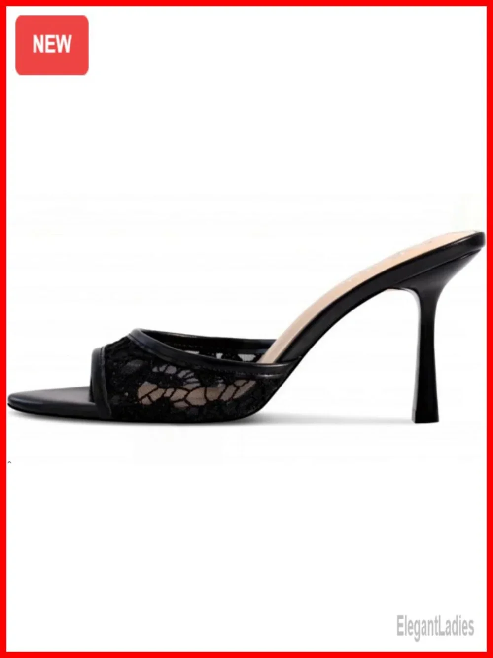 Kitten Heel Open Toe Mules Slip On Lace Heeled Sandals Dress Shoes